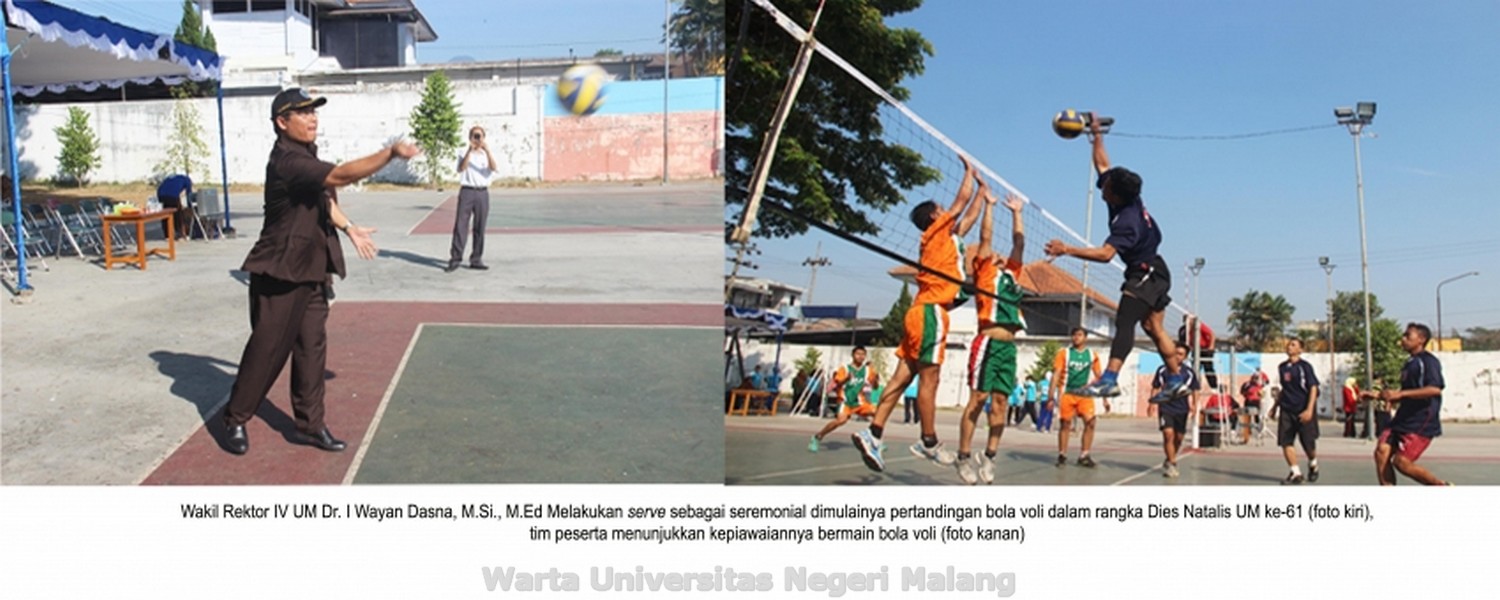 WR IV UM, Dr.I Wayan Dasna, M.Si., M.Ed, membuka gelaran turnamen bola voli